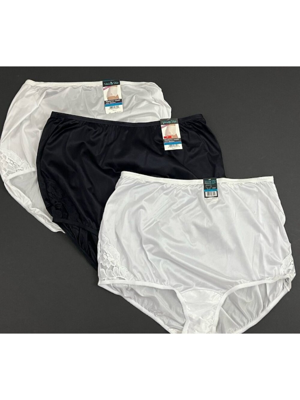 Vanity Fair Perfectly Yours Lace Nouveau Brief Pant Black White 9 2XL NWT 3pr